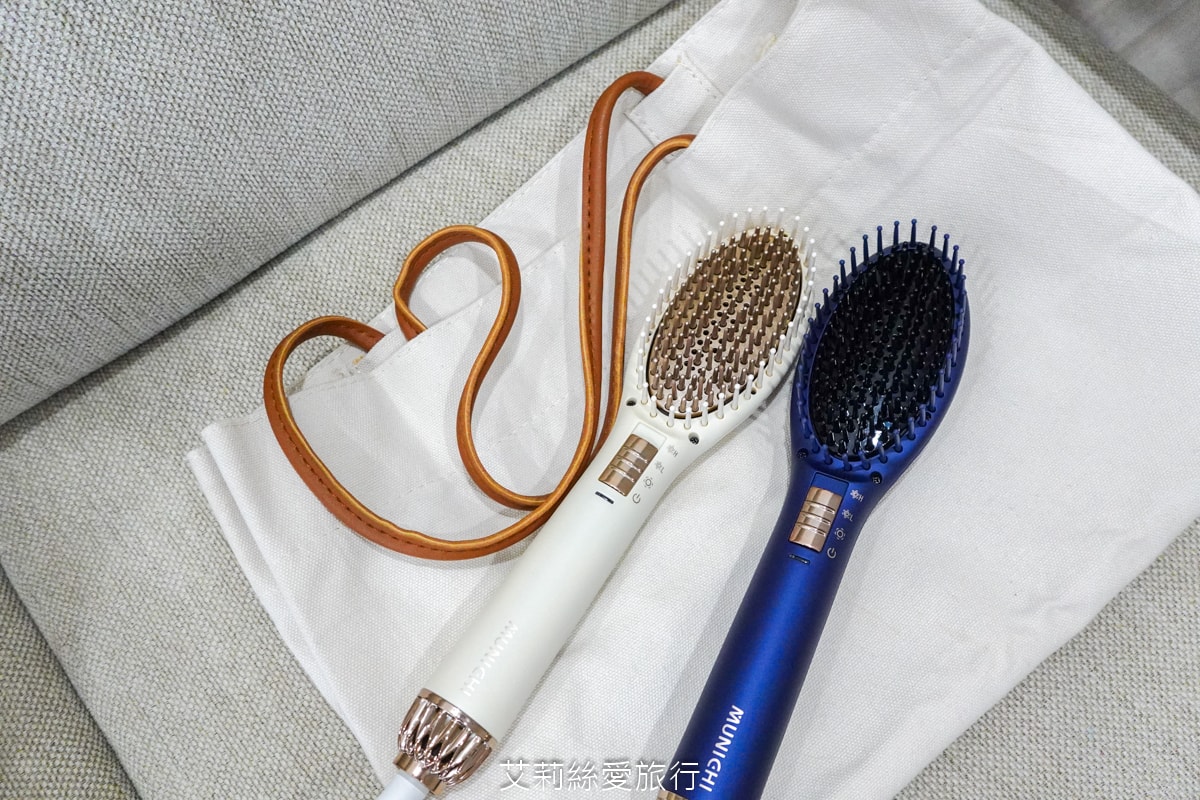 好物推薦！蓬鬆造型不求人！MUNICHI 沐尼黑溫感空氣熱風梳 65dB輕音量不擾人 梳子＆吹風機2in1 國際電壓出國也能用！